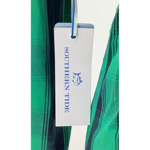 NWT Southern Tide Womens Green & Navy Plaid Wrap Long Sleeve Top XL - Picture 9 of 9